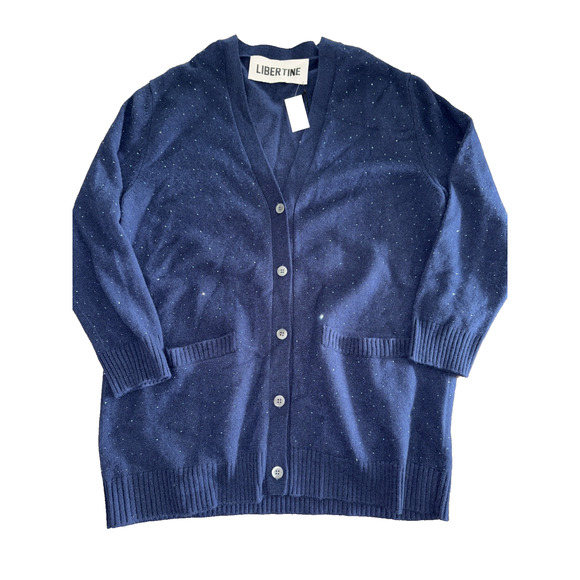 Libertine NAVY Women's Stardust Oversized Cashmere Cardigan, US XL - Picture 5 of 11